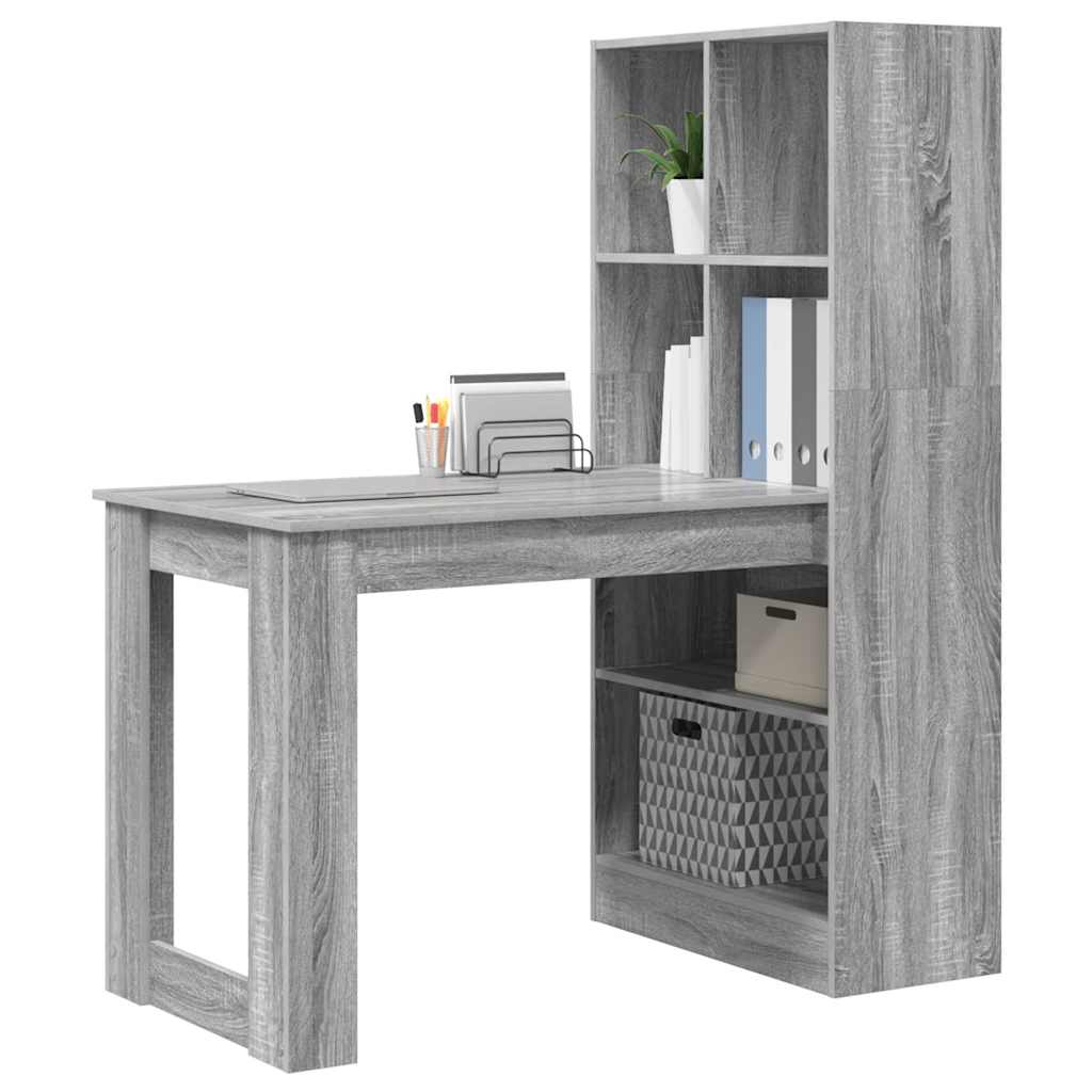 Schreibtisch mit Regal Schwarz Eichen-Optik 122 x 67 x 145 cm