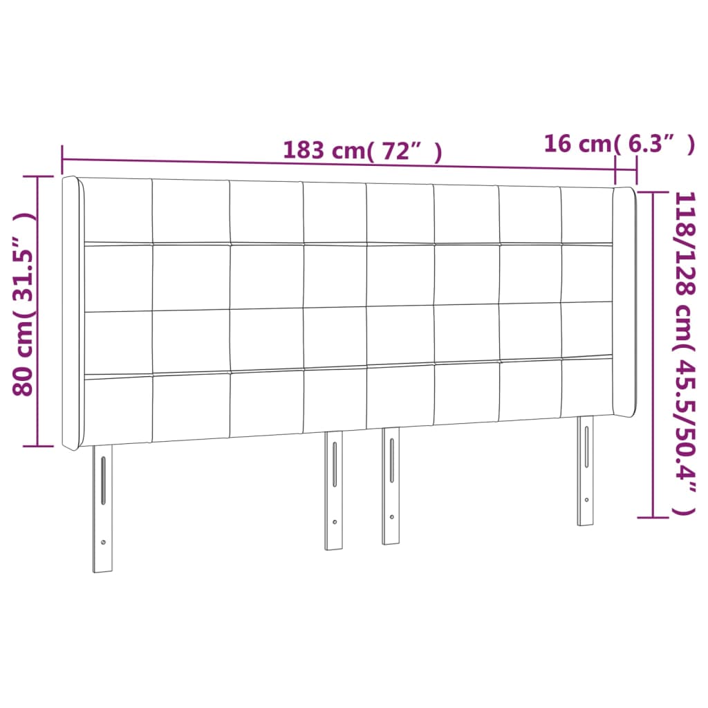 Kopfteil mit Ohren Dunkelblau 93x16x78/88 cm Samt