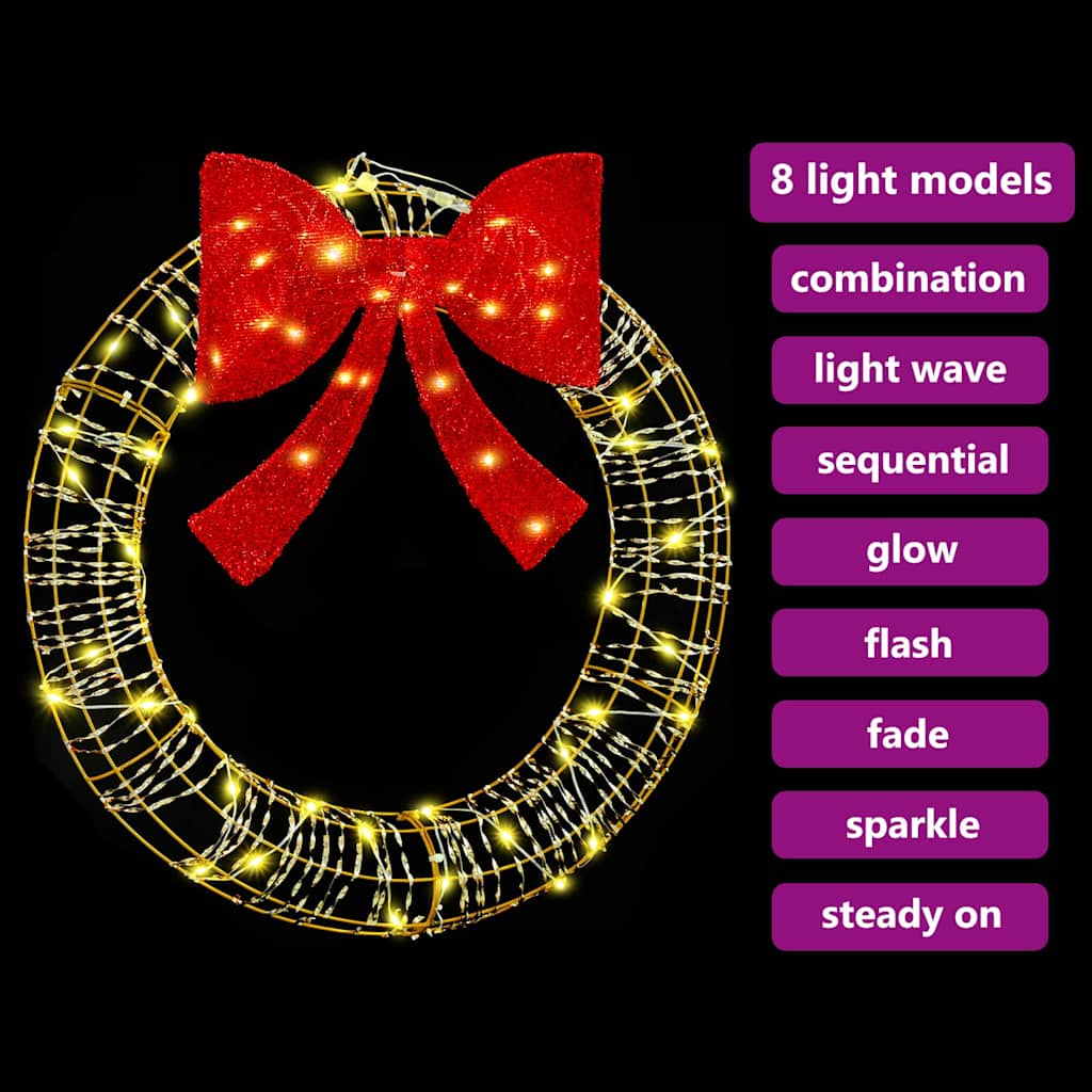 Kranz mit 60 LEDs Warmweiß 76 x 76 x 8 cm PET