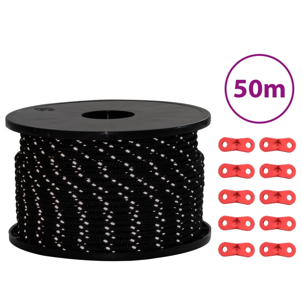 Zeltleine Reflektierend mit Seilspannern 50 m 3 mm