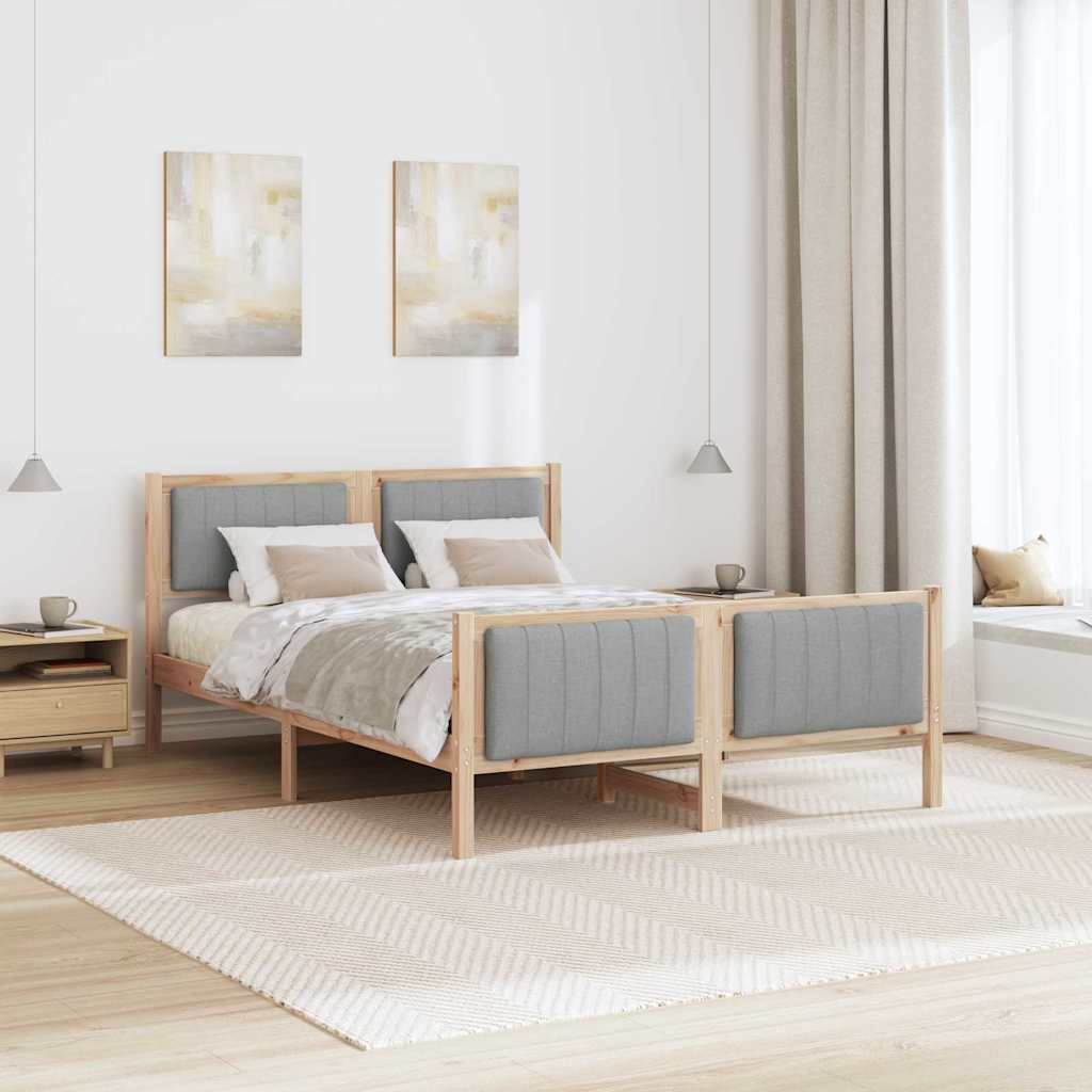 Bettgestell Braun und hellgrau 200 x 200 cm Massivholz Kiefer