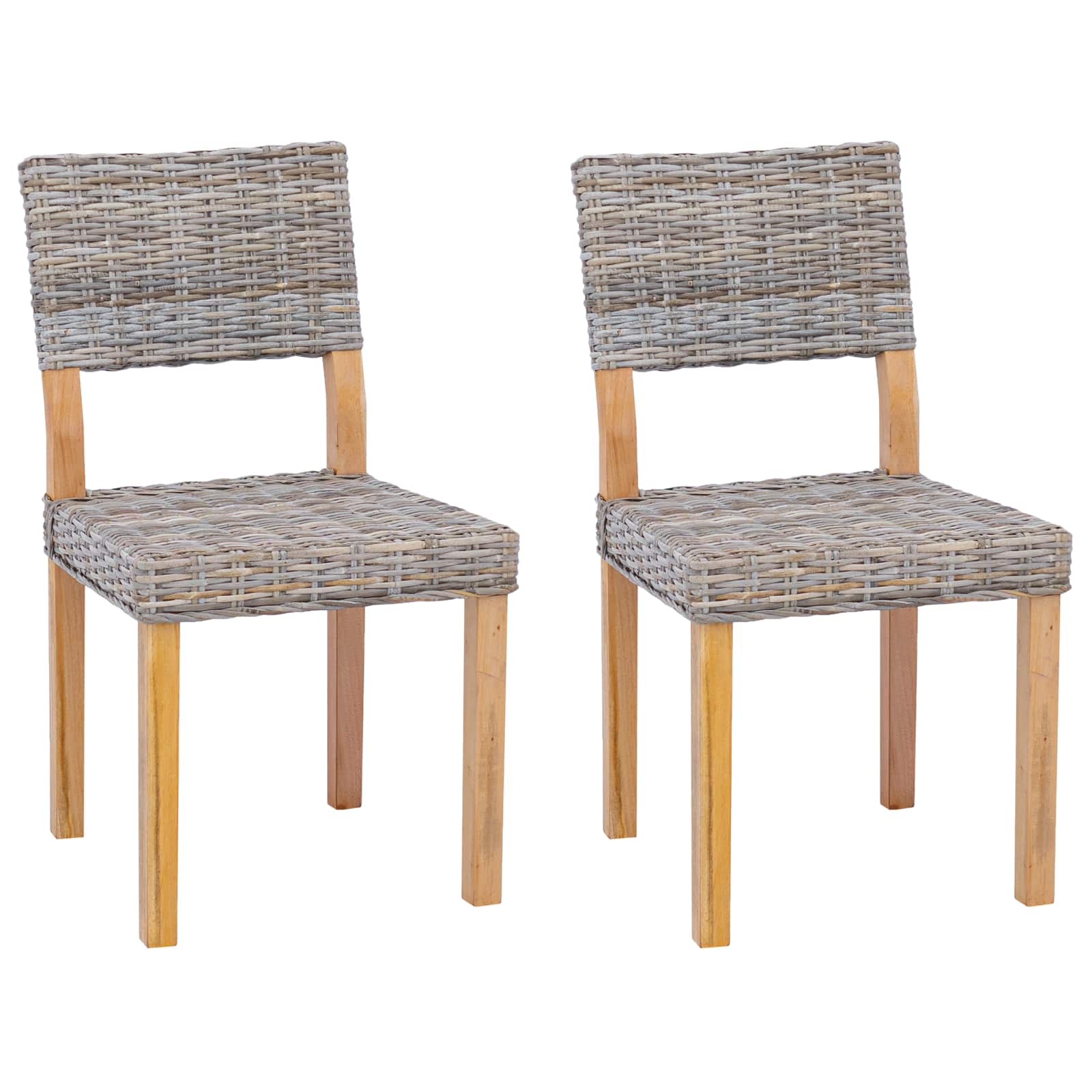 Esszimmerstuhl 2 pcs Kubu Rattan Weiß gewaschen 46 x 55 x 84 cm