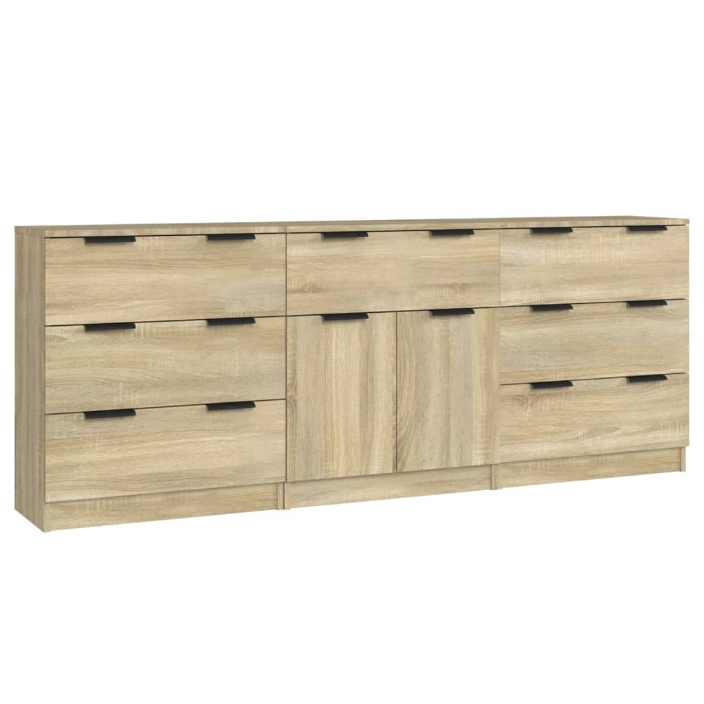 3-tlg. Sideboards Weiß Holzwerkstoff
