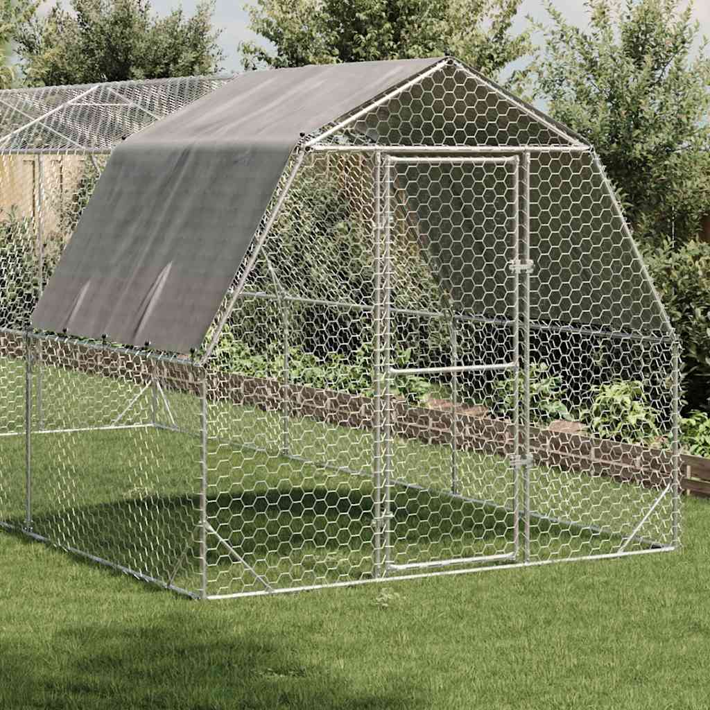 Hühnerstall mit Dach 2,5x4x2,25 m Verzinkter Stahl