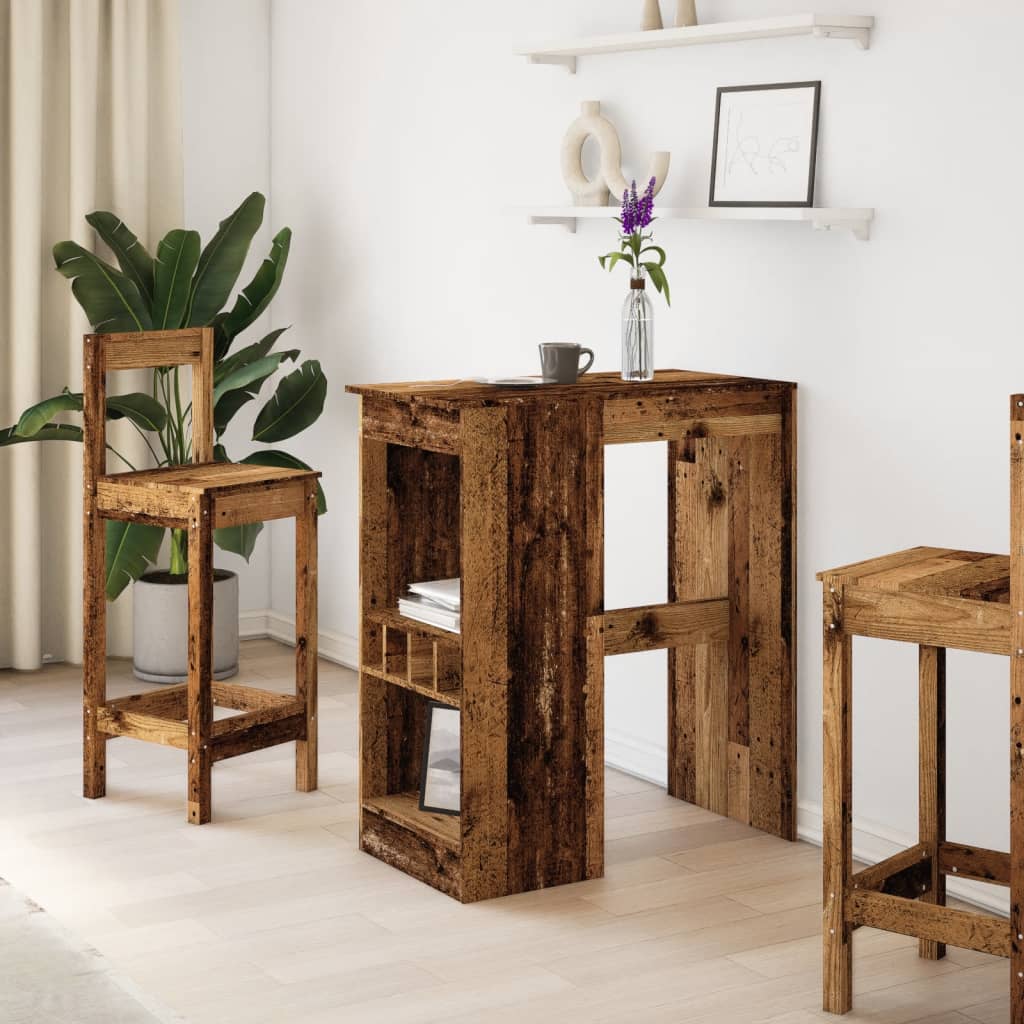 Bartisch mit Regal Schwarz Eichen-Optik 90 x 47,5 x 103,5 cm