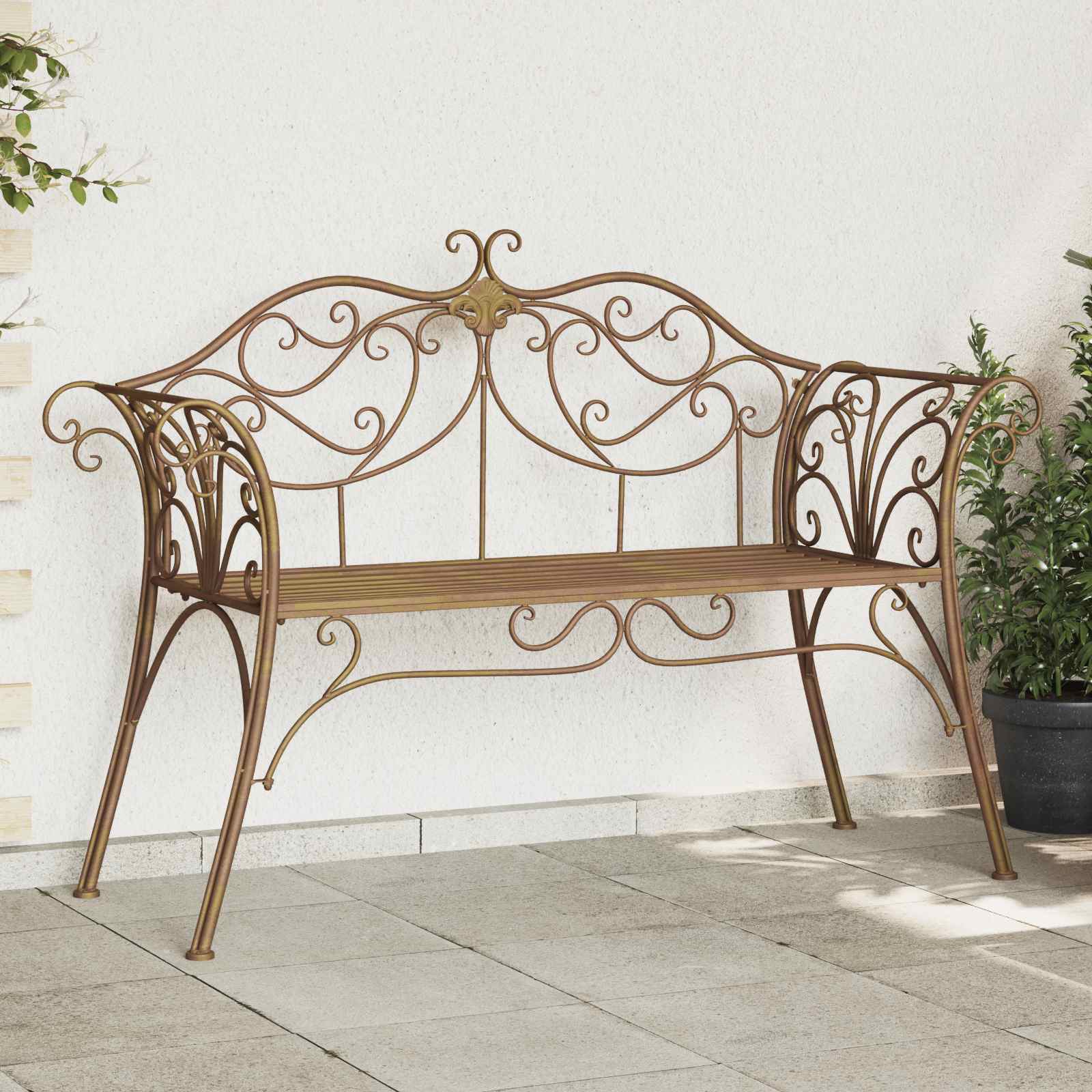 Gartenbank 2-Sitzanzahl 114 x 56,5 x 90 cm Stahl Silber Grau