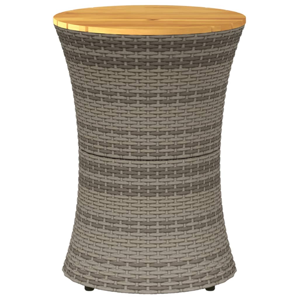 Garten-Beistelltisch Trommelform Schwarz Poly Rattan Massivholz
