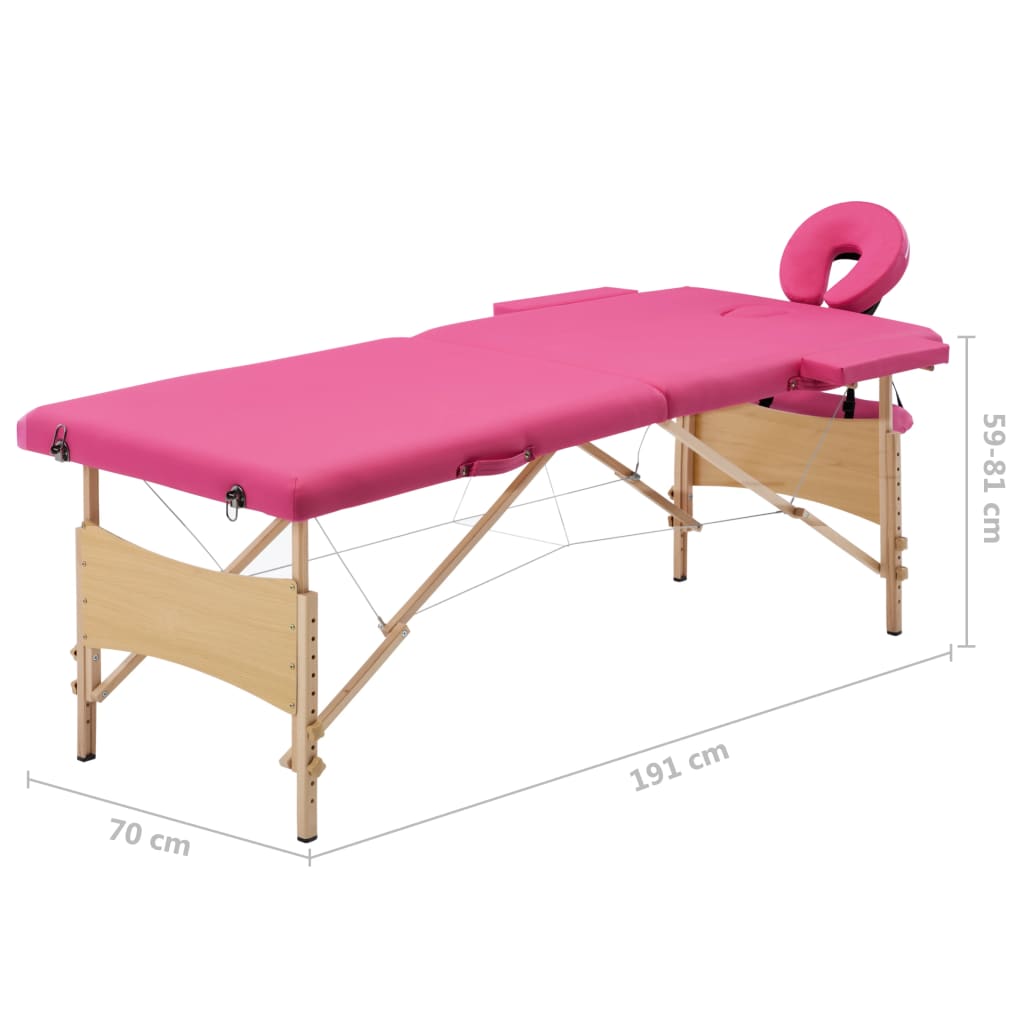 Massageliege Klappbar 2-Zonen mit Holzgestell Lila