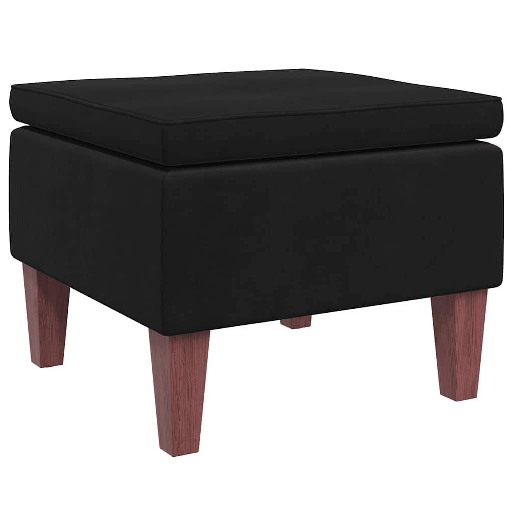Hocker mit Holzbeinen Dunkelgrau Samt