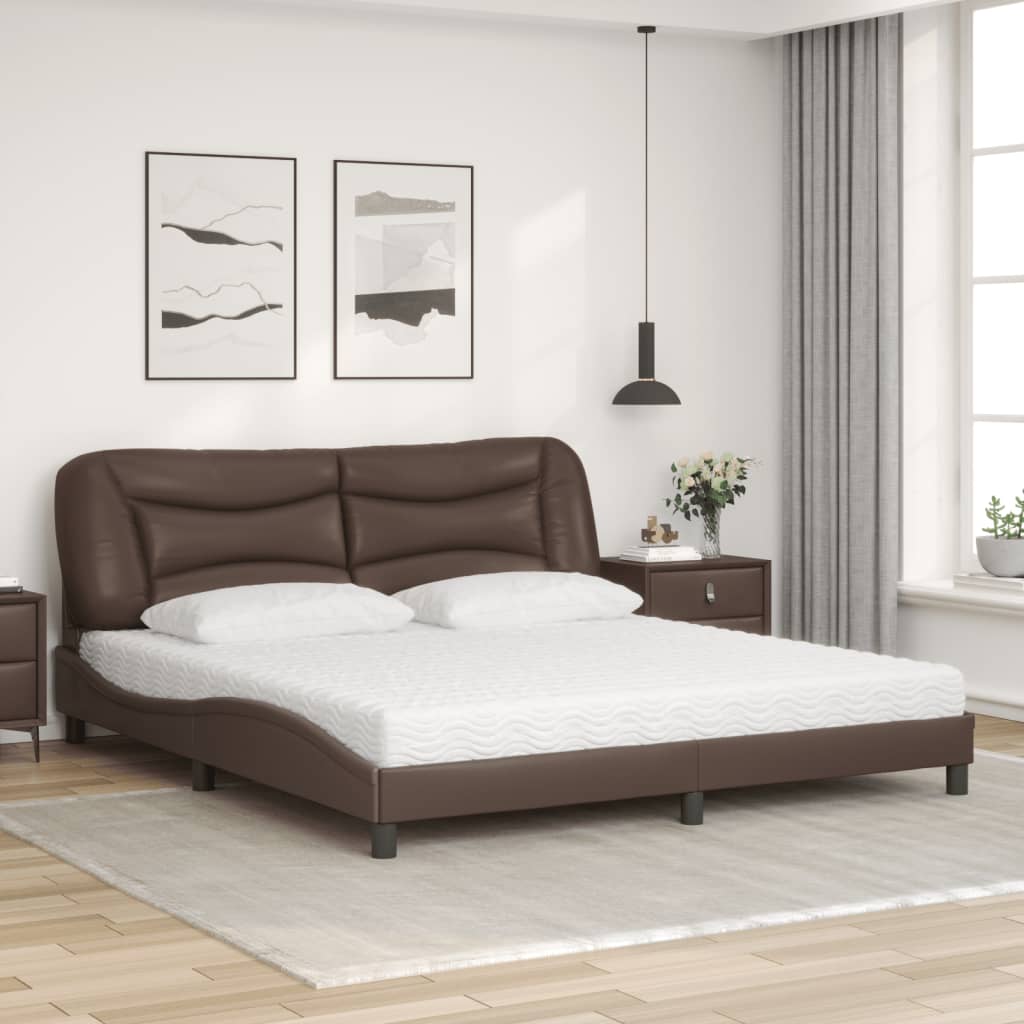 Bett mit Matratze "Hvar" Schwarz 80x200 cm Kunstleder