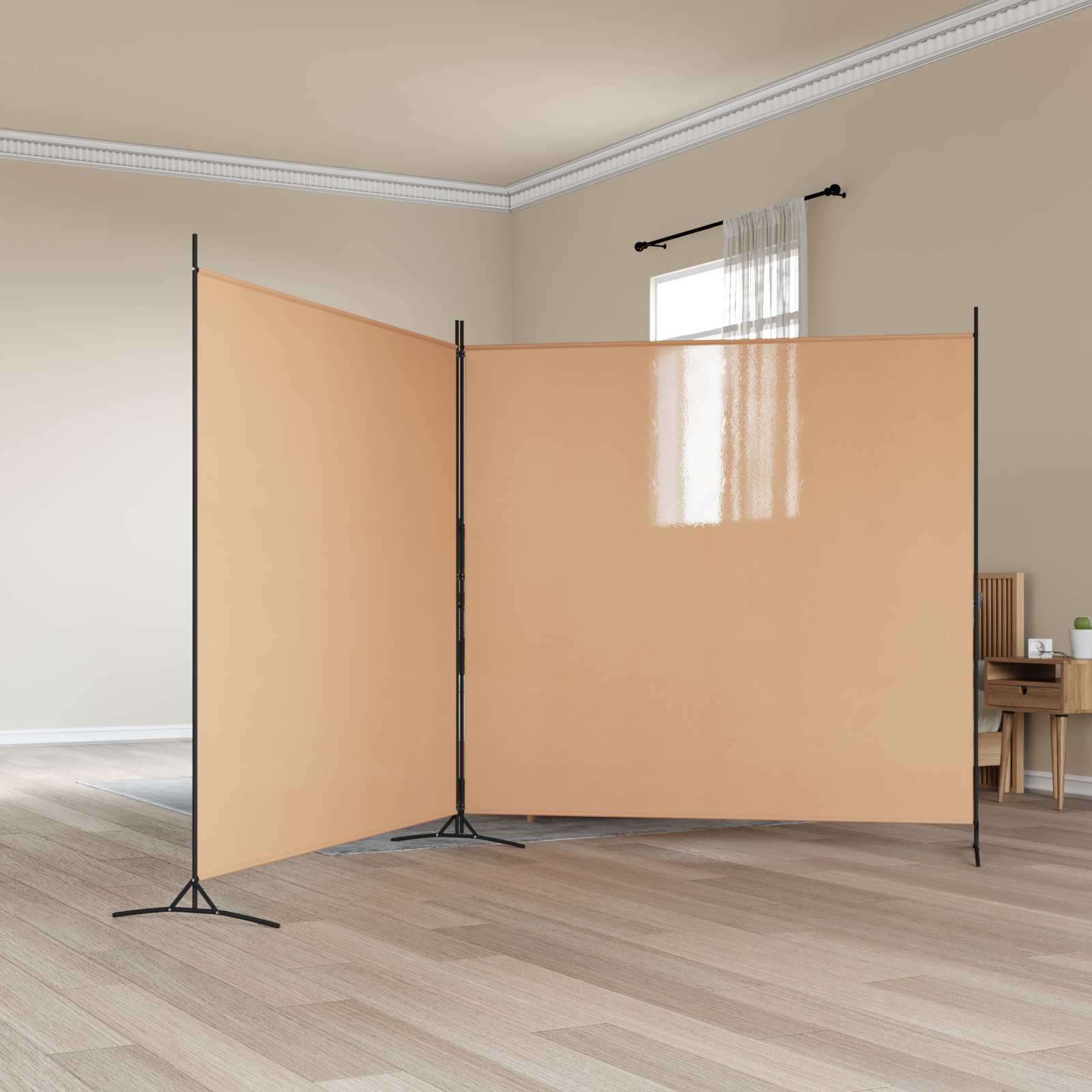Einzel Panel Raumteiler Beige 175 x 180 cm Stoff