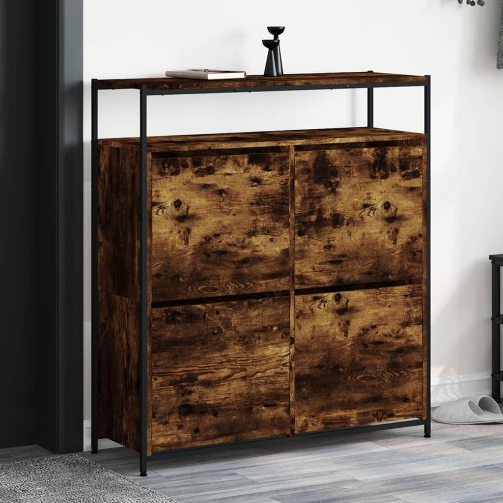 Schuhschrank mit 4 Klappen Sonoma-Eiche 100x34x112 cm