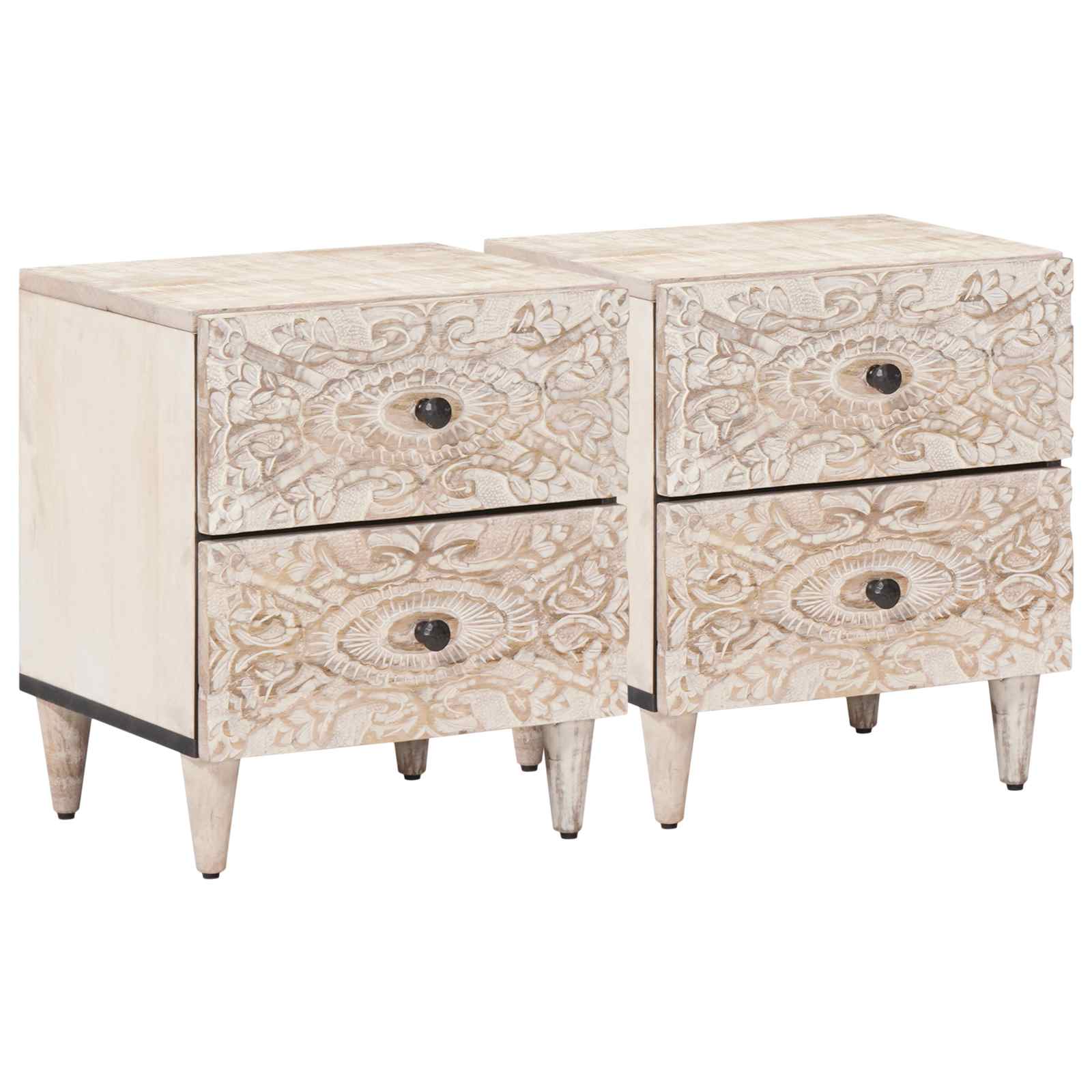 Nachttisch Braun 40 x 33,5 x 46 cm Massivholz Mango