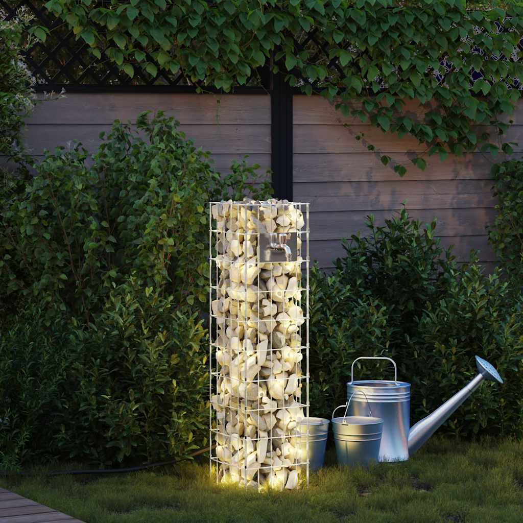 Gabionen Wasserhahn Silber 26 x 25 x 50 cm Edelstahl