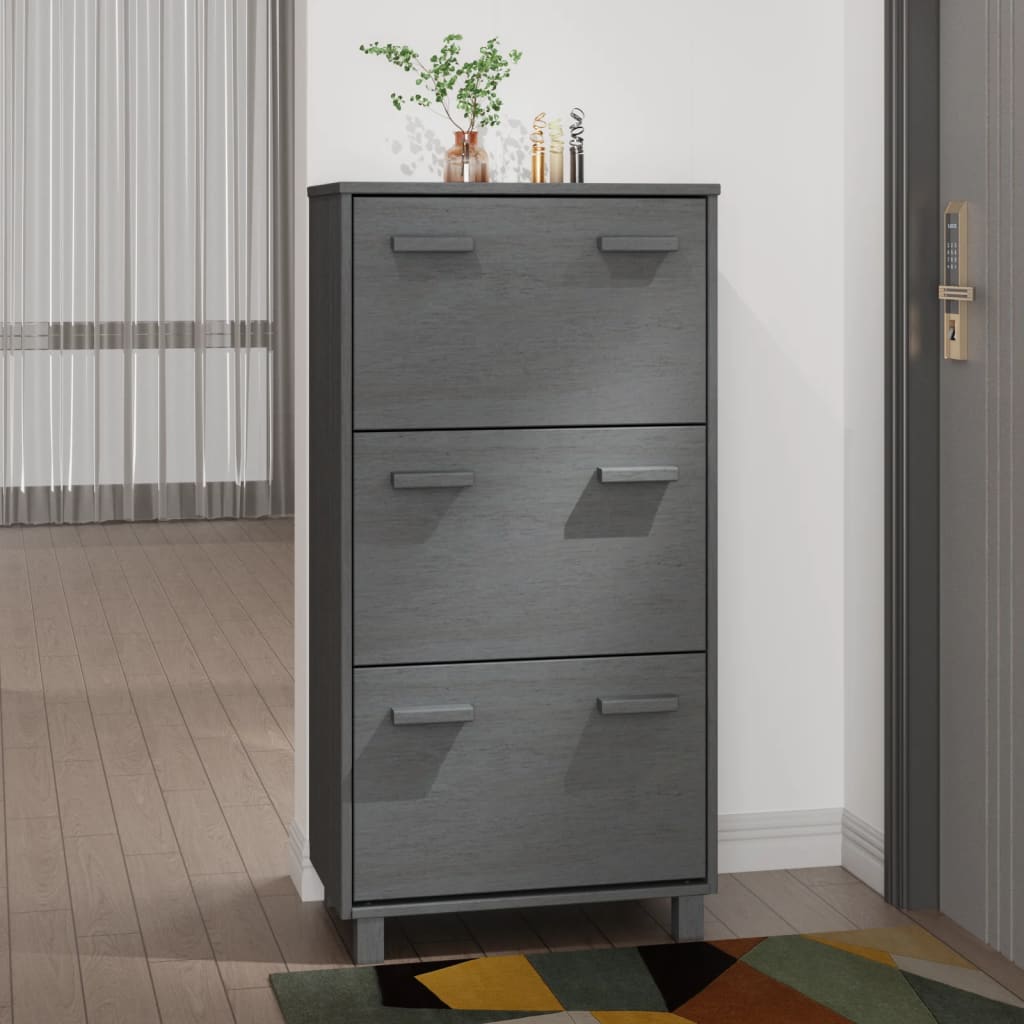 Schuhschrank HAMAR Honigbraun 59,5x35x117 cm Massivholz Kiefer