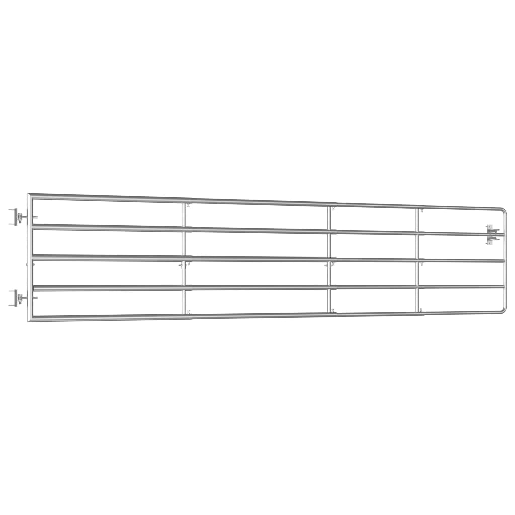 5-Rohr-Weidetor Stahl (95-170)×90 cm Silbern