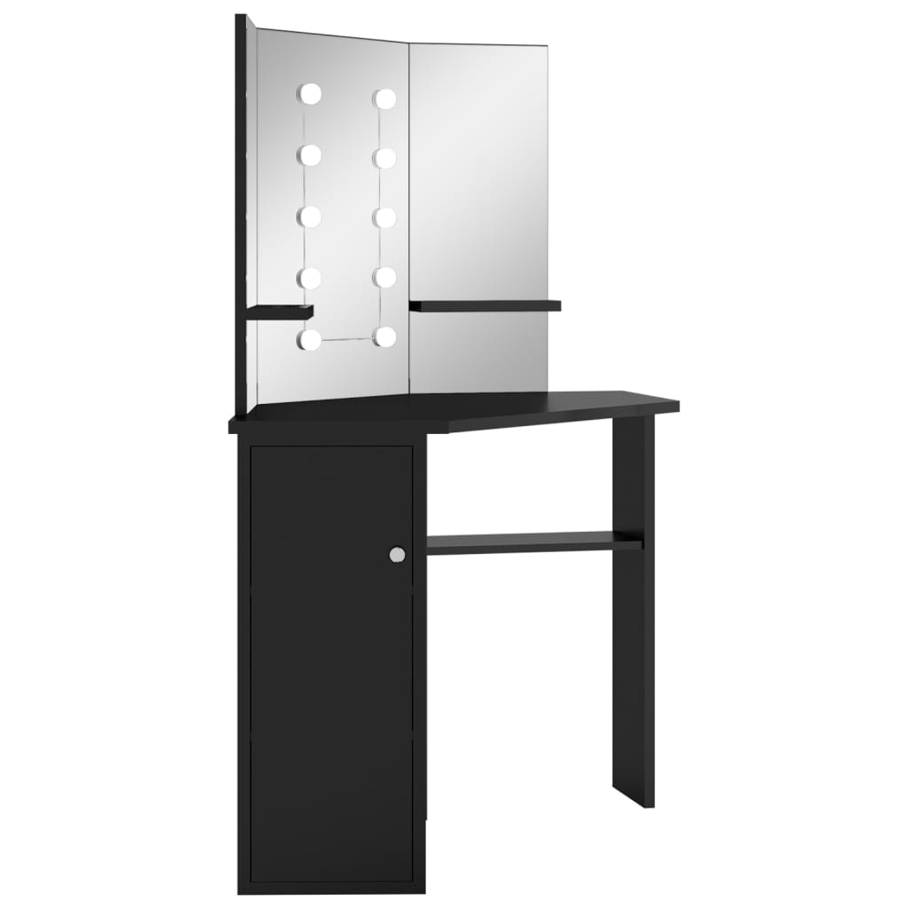 Eck-Schminktisch mit LED Grau 111x54x141,5 cm