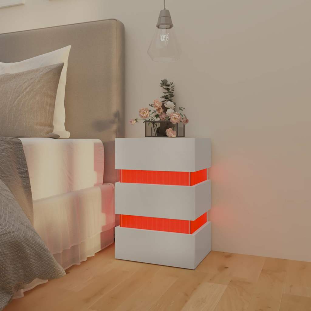 LED-Nachttisch Weiß 45x35x67 cm Holzwerkstoff