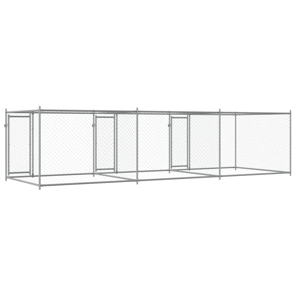 Hundezwinger mit Tür Grau 2x2x1,5 m Verzinkter Stahl