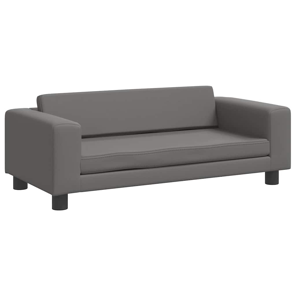Kindersofa mit Hocker Creme 100x50x30 cm Kunstleder