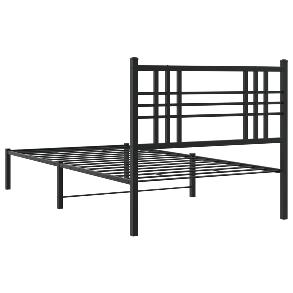 Bettgestell mit Kopf- und Fußteil Metall Schwarz 90x200 cm