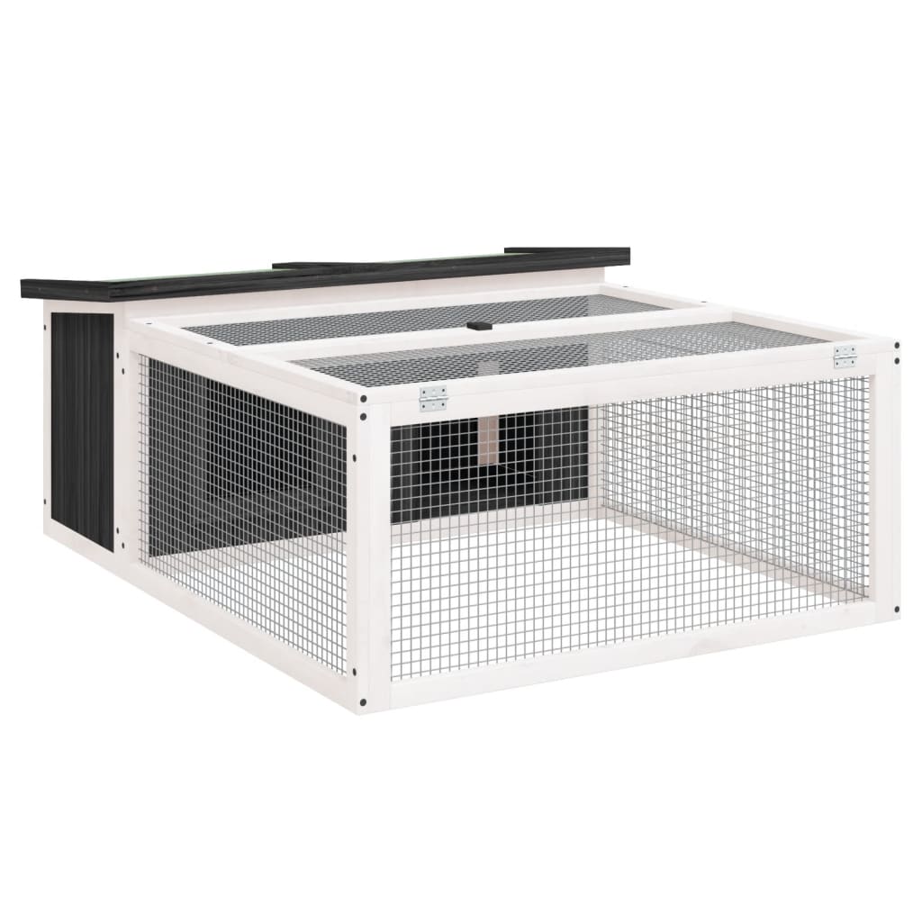 Kaninchenstall Mokka 117,5x97x47,5 cm Massivholz Kiefer