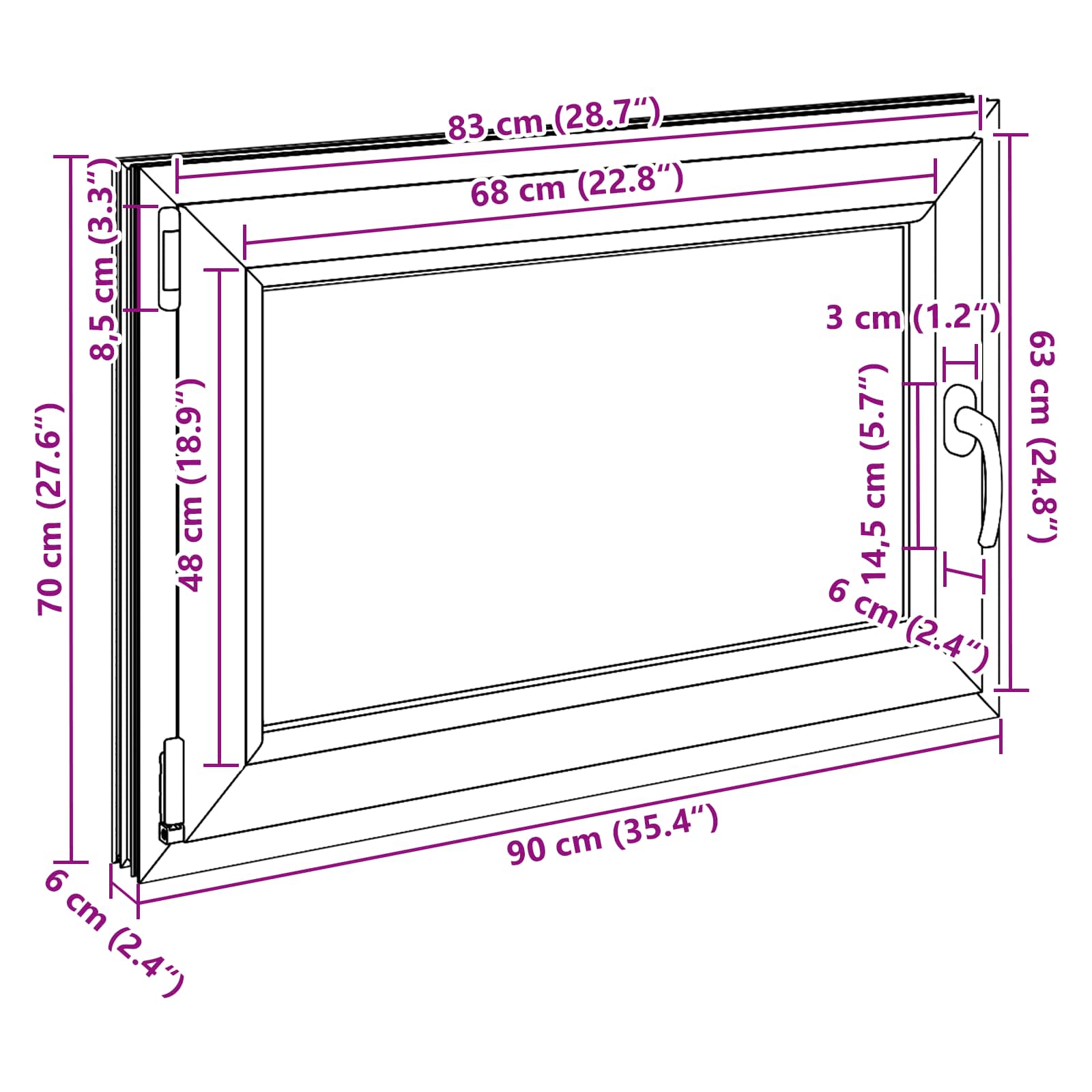 Kellerfenster RISOR 50 x 50 cm PVC und Glas Weiß