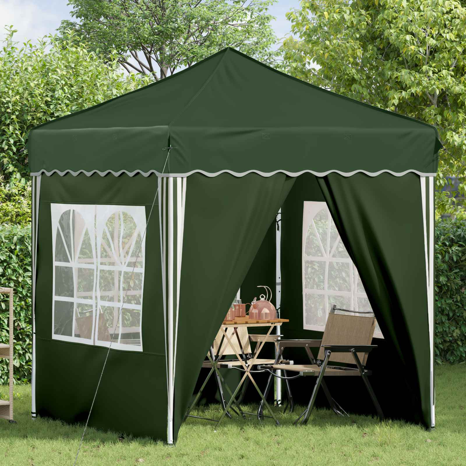 Pop-up Partyzelt 195 x 195 x 245 cm Creme Oxford-Stoff