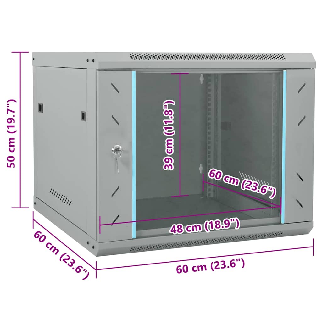 Netzwerkschrank mit Speicher Grau 60 x 45 x 28 cm Stahl