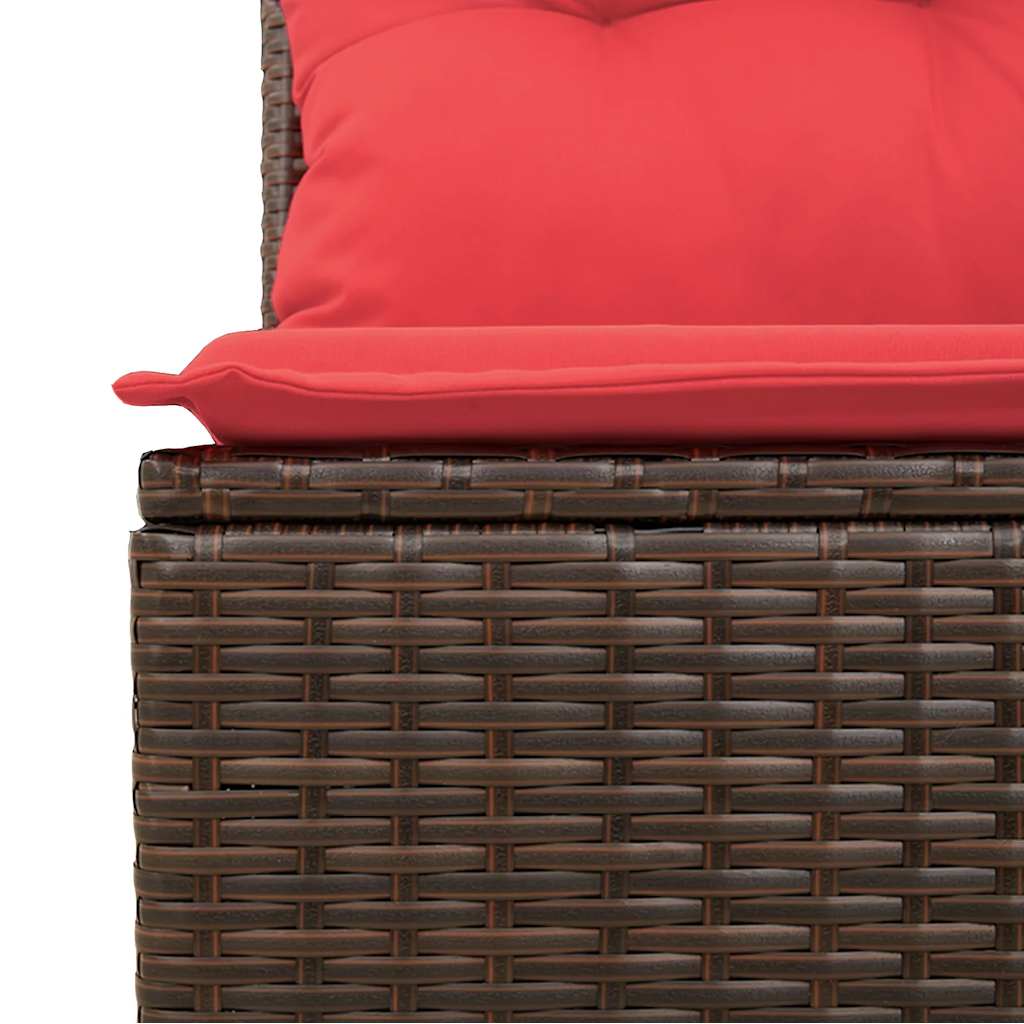 10-teiliges Gartensofa-Set mit Kissen, schwarzes Polyrattan