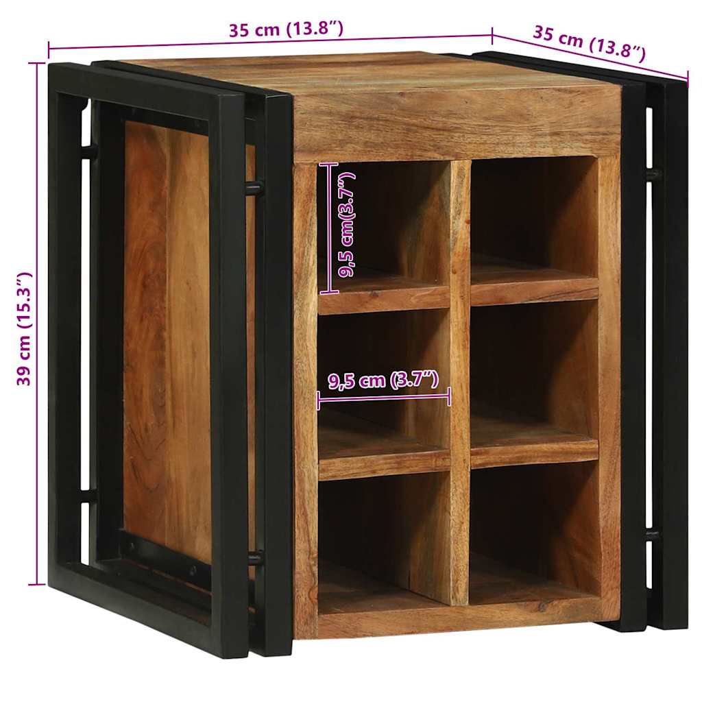 Weinregal Braun und Schwarz 35 x 35 x 39 cm Massivholz Mango