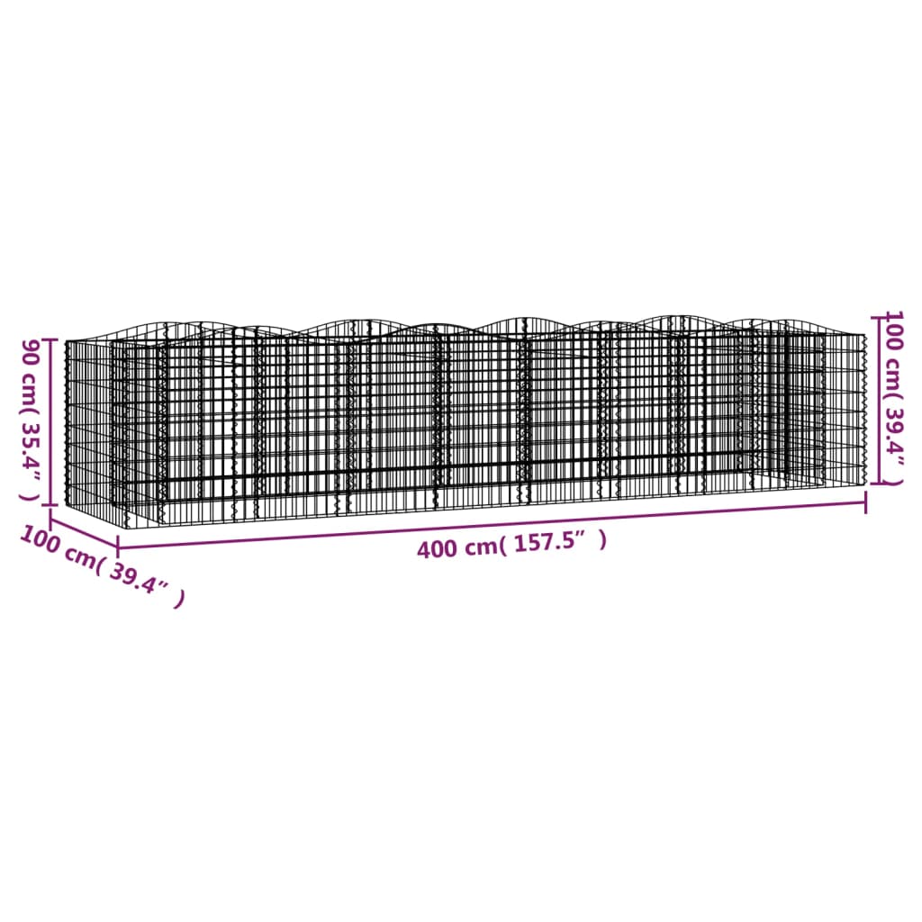 Gabionen-Hochbeet mit Hochbogen 200x50x50 cm Verzinktes Eisen