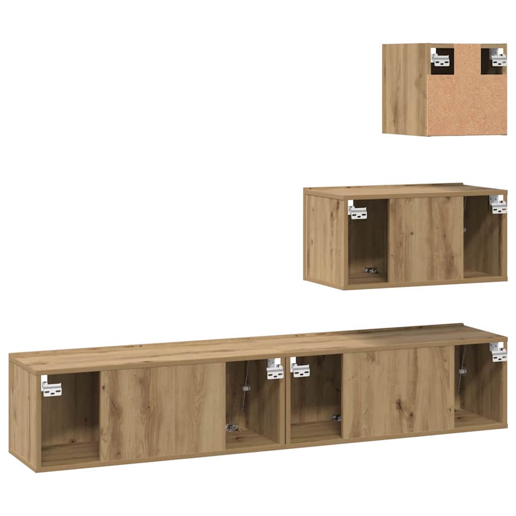 4-tlg. TV-Schrank-Set Weiß Holzwerkstoff