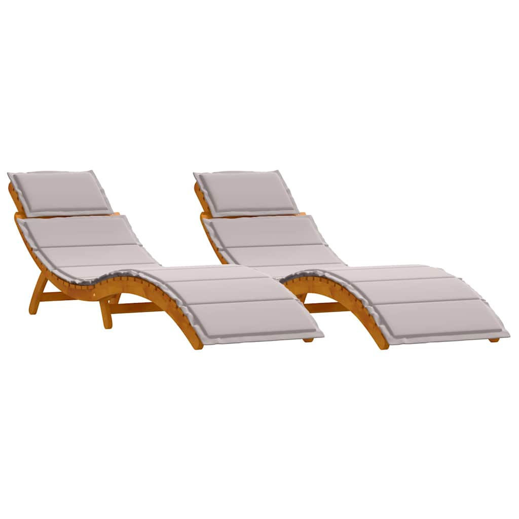 Sonnenliege mit Auflage Beige Massivholz Akazie