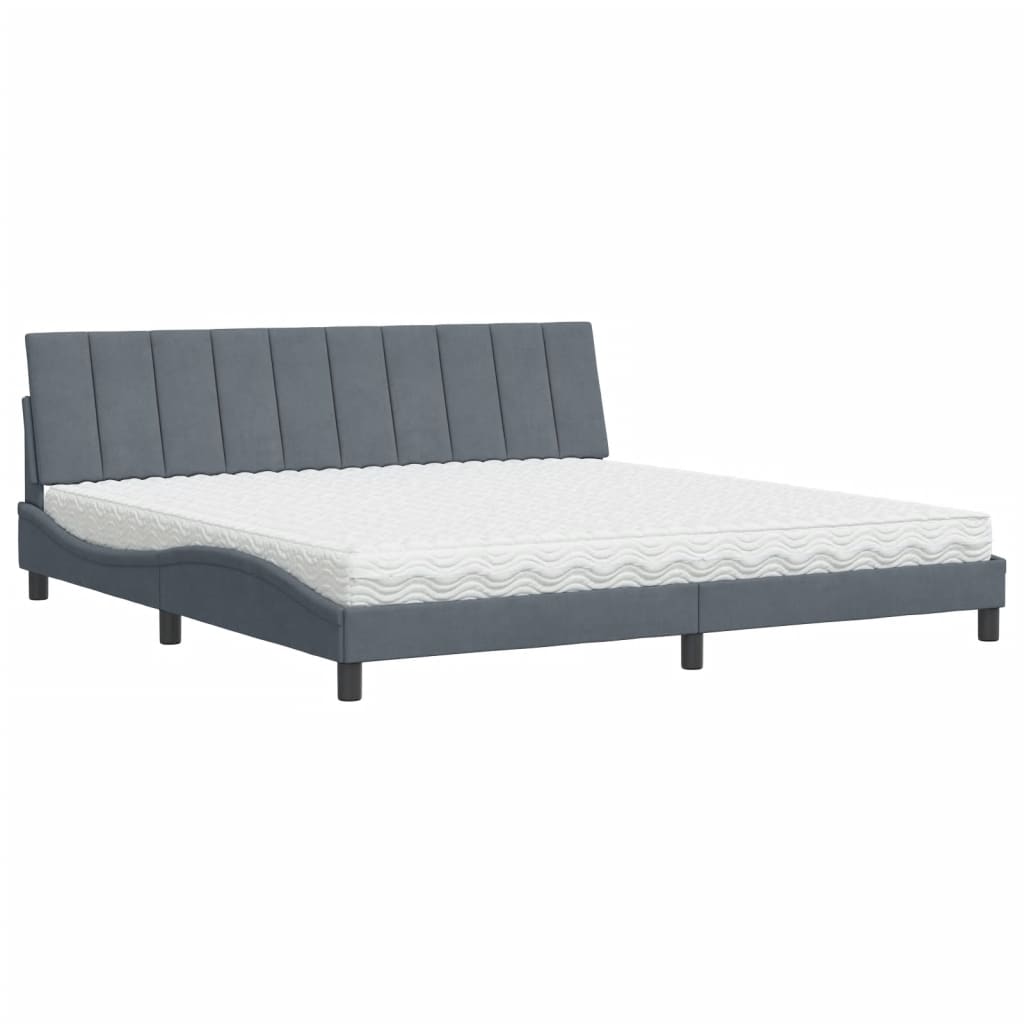 Bett mit Matratze "Hanko" Hellgrau 80x200 cm Samt