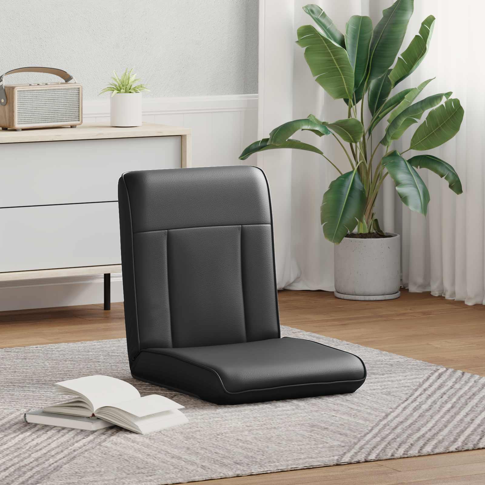 Verstellbarer Fußsessel Creme Kunstleder