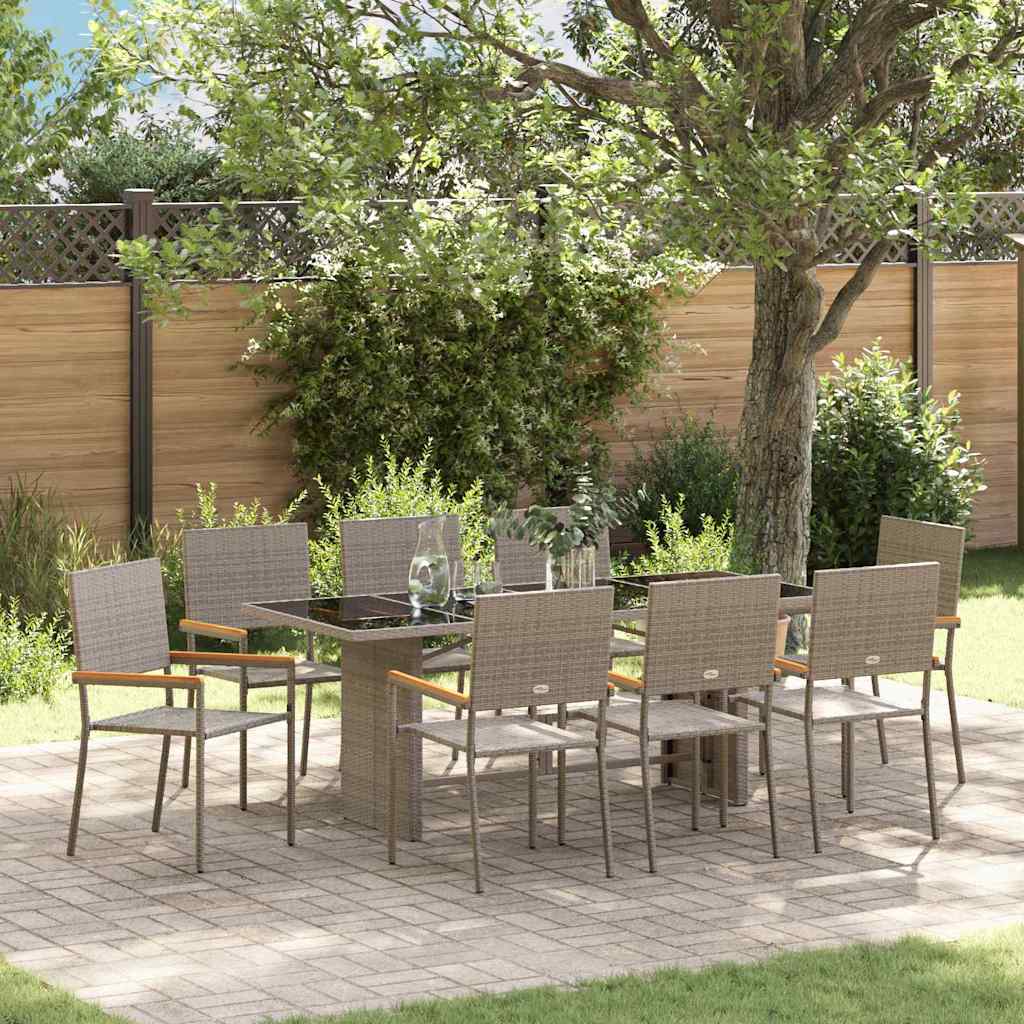 Garten Essgruppe 7 pcs Schwarz Poly-Rattan