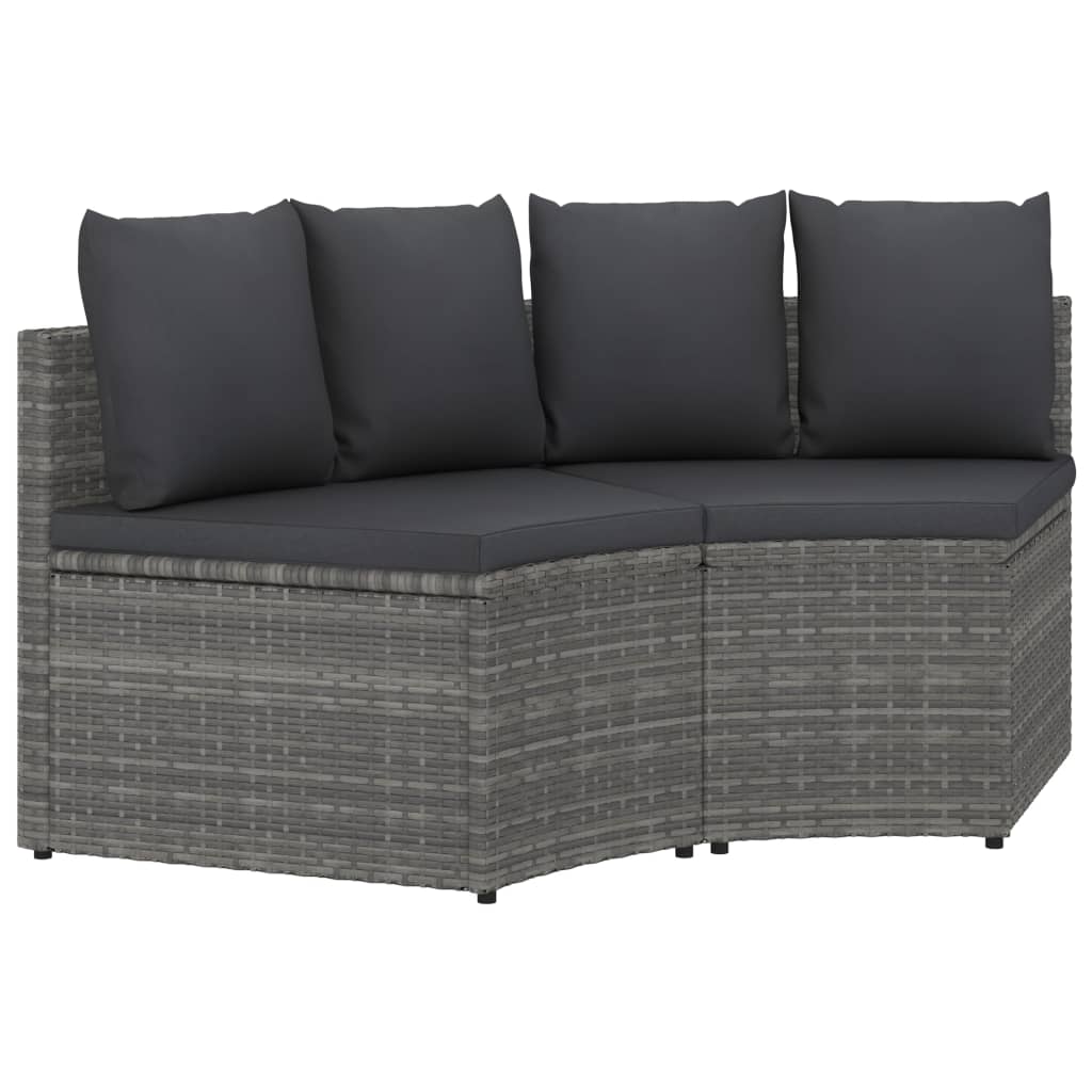 2-tlg. Garten-Sofagarnitur mit Auflagen Poly Rattan Schwarz