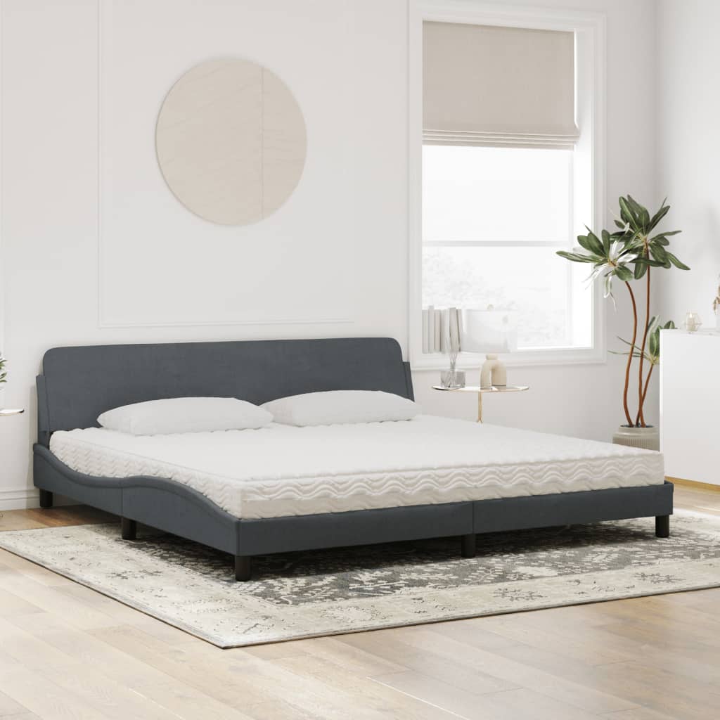 Bett mit Matratze "Dover" Hellgrau 80x200 cm Samt