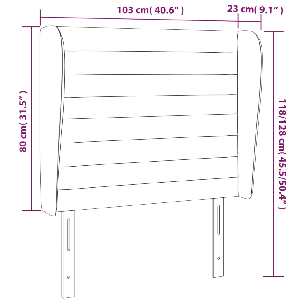 Kopfteil mit Ohren Dunkelblau 203x23x118/128 cm Samt