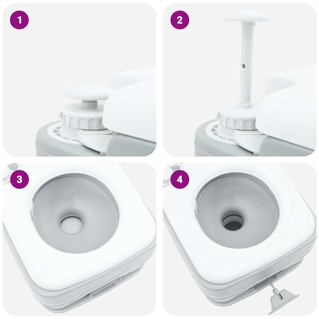 Camping-Toilette Grau und Weiß 41,5 x 36,5 x 37,5 cm