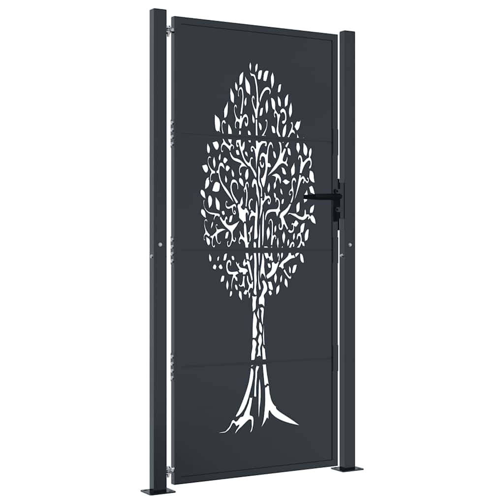 Gartentor Anthrazit 100x75 cm Stahl Baum-Design