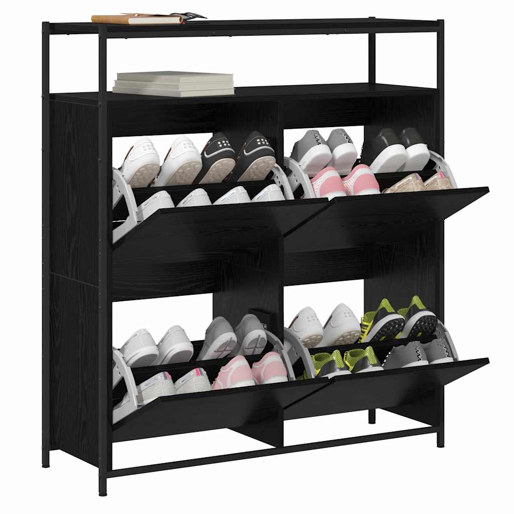 Schuhschrank mit 4 Klappen Sonoma-Eiche 100x34x112 cm