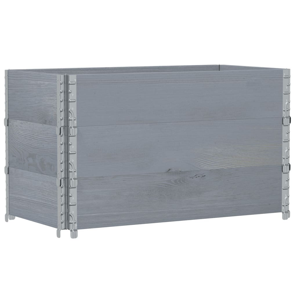 Paletten-Aufsatzrahmen Schwarz 80x60 cm Massivholz Kiefer