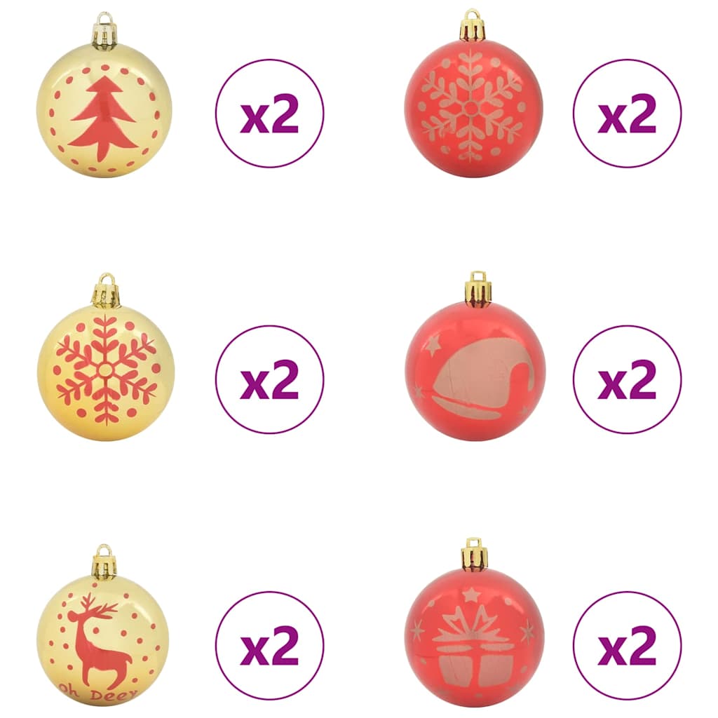 Weihnachtskugel-Set 40 pcs Gold und Rot Kunststoff