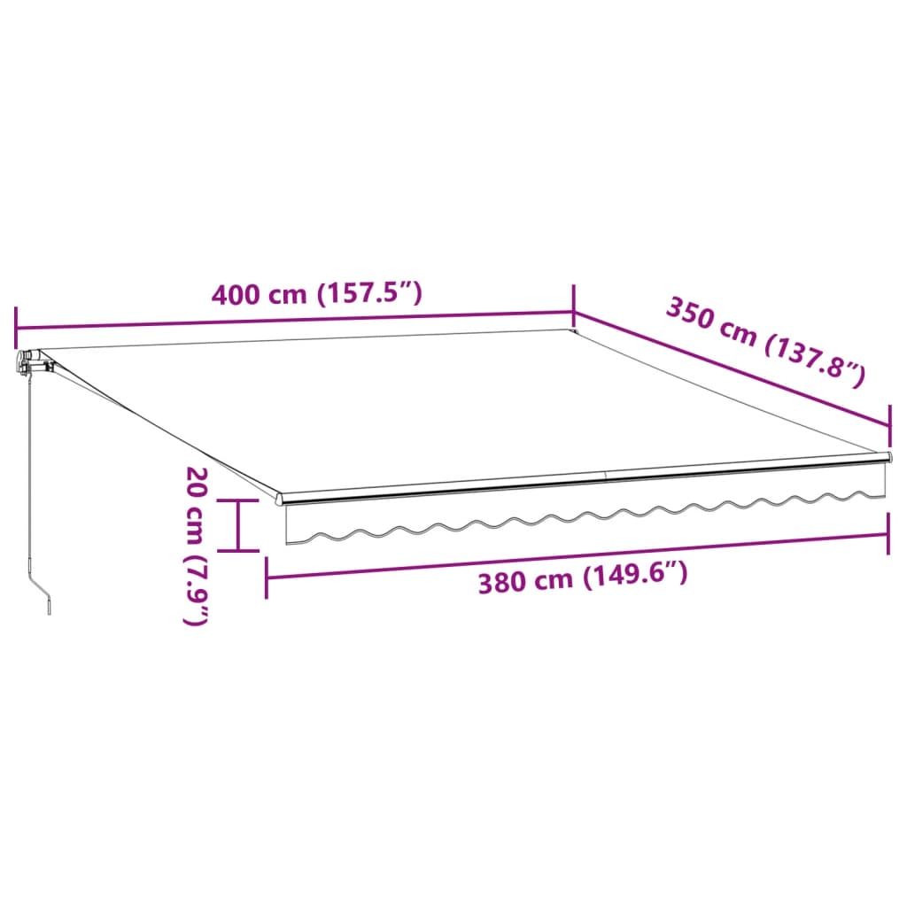 Markise Manuell Einziehbar mit LED 300x250 cm Blau und Weiß