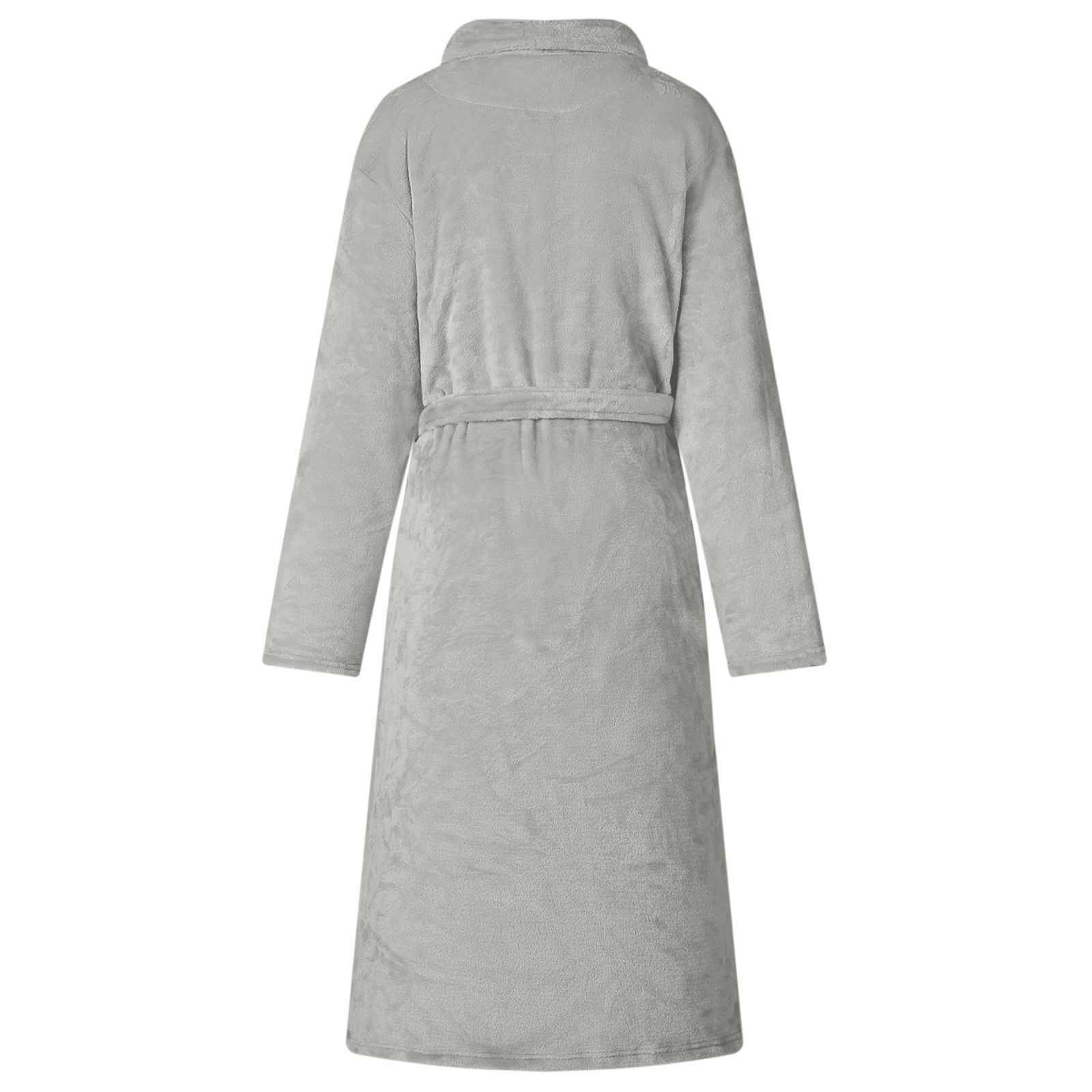 Bademantel ohne Kapuze Beige S Flanell