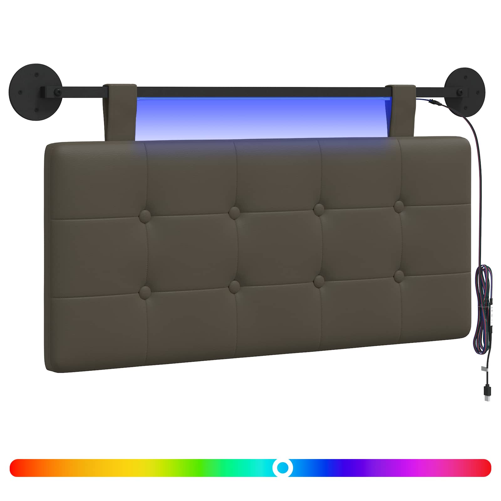 Hängendes Kopfteil Mit LED Licht Creme Kunstleder