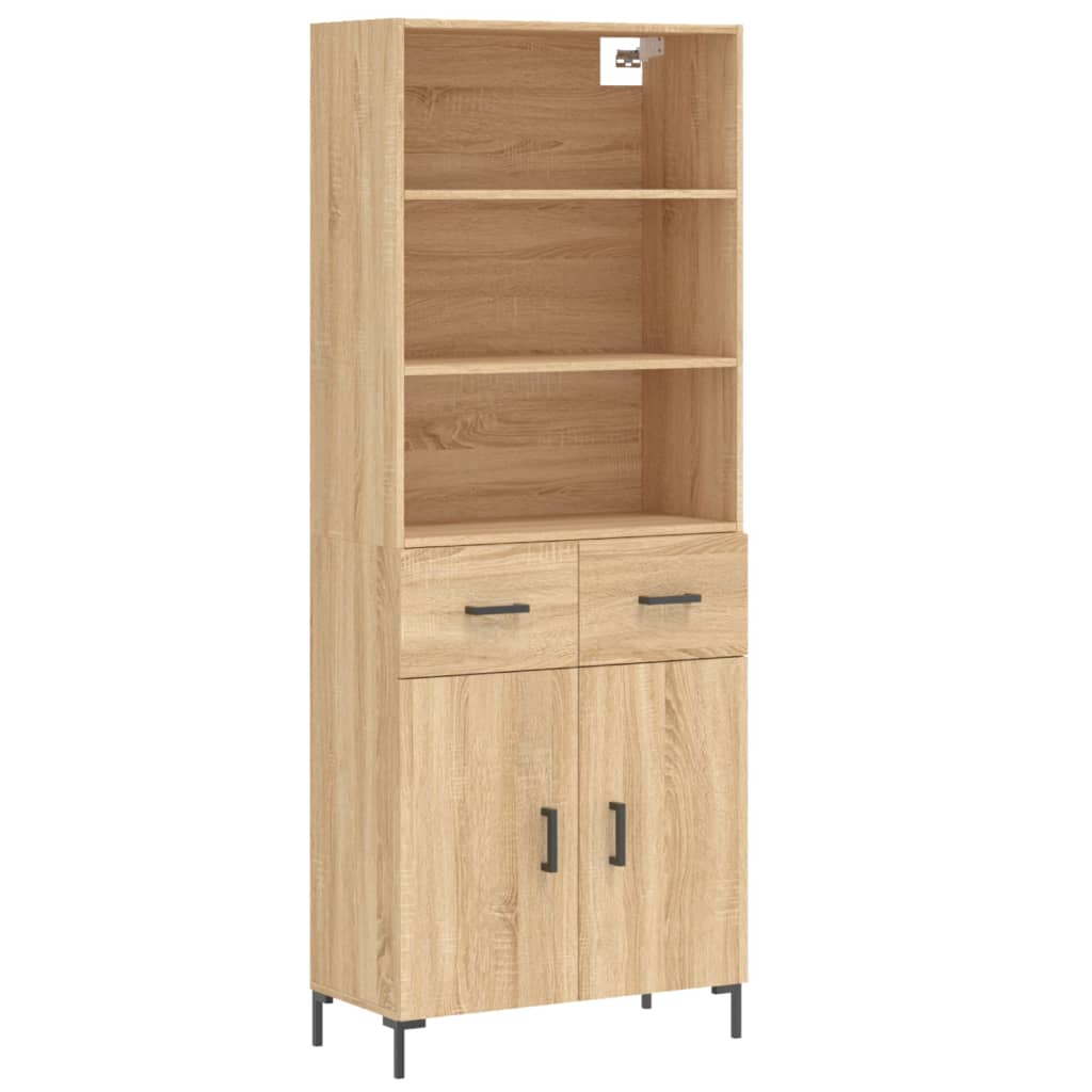Highboard Hochglanz-Weiß 69,5x34x180 cm Holzwerkstoff