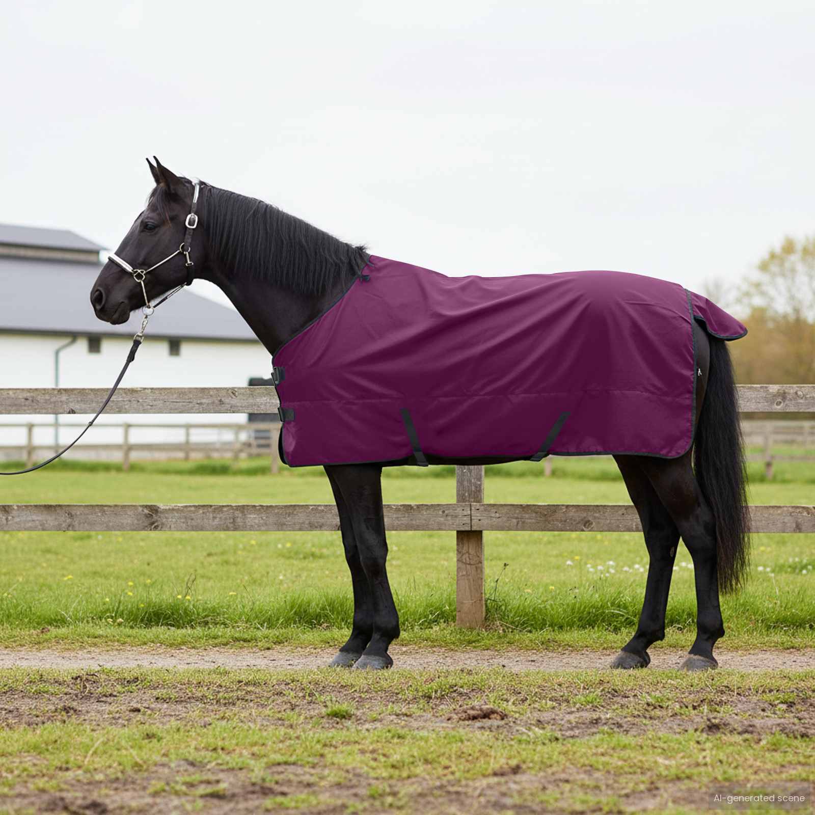 Pferdedecke Dunkelgrün und Schwarz 75 cm Polyester
